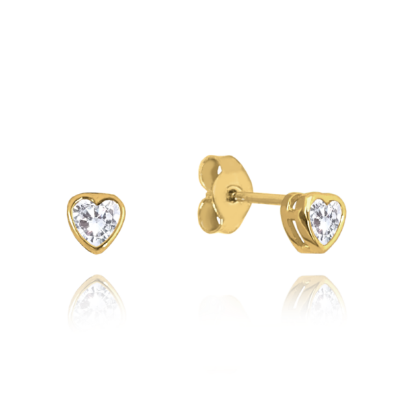 MINET Zlaté náušnice srdiečka s bielymi zirkónmi Au 585/1000 0