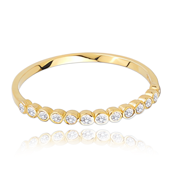 MINET Zlatý prsteň s bielymi zirkónmi Au 585/1000 veľkosť 56 - 0