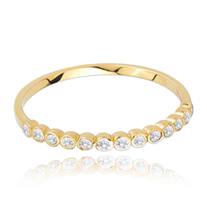 MINET Zlatý prsteň s bielymi zirkónmi Au 585/1000 veľkosť 58 - 0