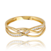 MINET Zlatý opletený prsteň s bielymi zirkónmi Au 585/1000 veľkosť 60 - 1
