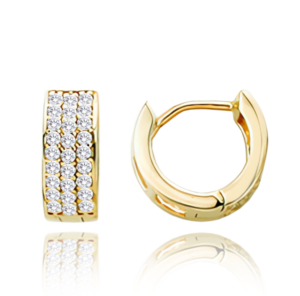 MINET Zlaté náušnice kroužky s bílými zirkony Au 585/1000 1