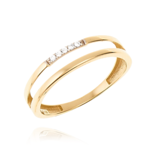 MINET Zlatý prsten s bílými zirkony Au 585/1000 vel. 52 - 0
