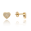 MINET Zlaté náušnice srdiečka s bielymi zirkónmi Au 585/1000 0