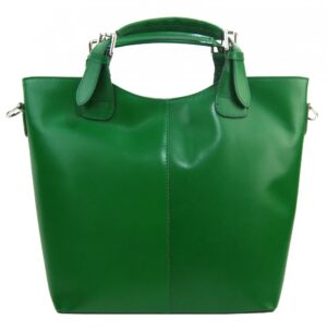 Veľká kožená dámska shopper kabelka zelená
