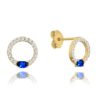 MINET Zlaté náušnice s bielymi a modrými zirkónmi Au 585/1000 0