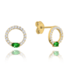 MINET Zlaté náušnice s bielymi a zelenými zirkónmi Au 585/1000 0