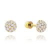 MINET Zlaté skrutkovacie náušnice s bielymi zirkónmi Au 585/1000 1