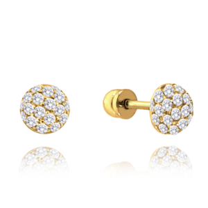 MINET Zlaté skrutkovacie náušnice s bielymi zirkónmi Au 585/1000 1