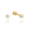 MINET Zlaté náušnice na šroubek s bílými zirkony Au 585/1000 0