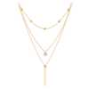 MINET Trojitý zlatý náhrdelník s bielym zirkónom Au 585/1000 2