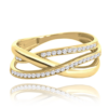 MINET Zlatý opletený prsteň s bielymi zirkónmi Au 585/1000 veľkosť 56 - 2