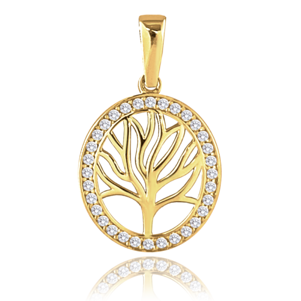 MINET Zlatý prívesok strom života s bielymi zirkónmi Au 585/1000 1