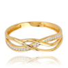 MINET Zlatý opletený prsteň s bielymi zirkónmi Au 585/1000 veľkosť 60 - 1