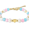 MINET Pozlátený strieborný náramok s prírodnými perlami a farebnými guľôčkami