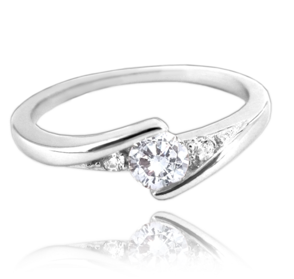 MINET Elegantní stříbrný prsten s bílými zirkony vel. 61