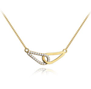MINET Pozlátený opletený strieborný náhrdelník s bielymi zirkónmi