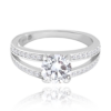MINET Elegantný strieborný prsteň s bielymi zirkónmi veľkosť 54