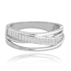 MINET Křížený stříbrný prsten s bílými zirkony vel. 54