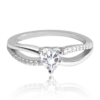 MINET Strieborný prsteň LOVE s bielym zirkónom srdce veľkosť 56