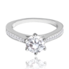 MINET Luxusný strieborný prsteň s bielymi zirkónmi veľkosť 51