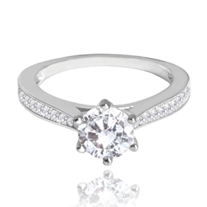 MINET Luxusný strieborný prsteň s bielymi zirkónmi veľkosť 51