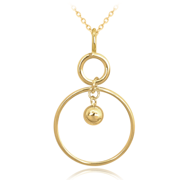 MINET Pozlátený moderný strieborný náhrdelník CIRCLE s guľôčkou