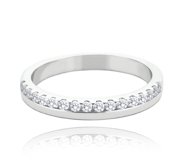 MINET+ Strieborný snubný prsteň s bielymi zirkónmi veľkosť 54