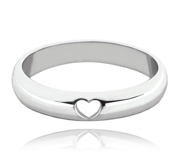 MINET+ Strieborný snubný prsteň so srdcom veľkosti 57