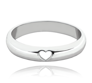 MINET+ Strieborný snubný prsteň so srdcom veľkosti 63