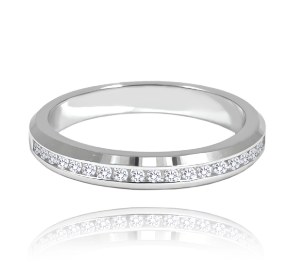 MINET+ Strieborný snubný prsteň s bielymi zirkónmi veľkosť 55