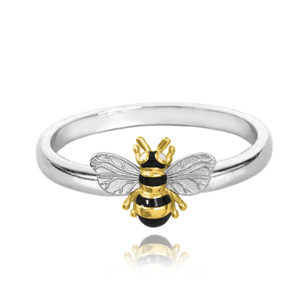 MINET Pozlátený strieborný prsteň BEE veľkosť 59