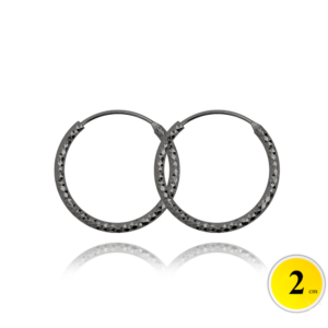 MINET Čierne brúsené strieborné náušnice CIRCLES 2 cm