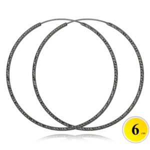 MINET Čierne brúsené strieborné náušnice CIRCLES 6 cm