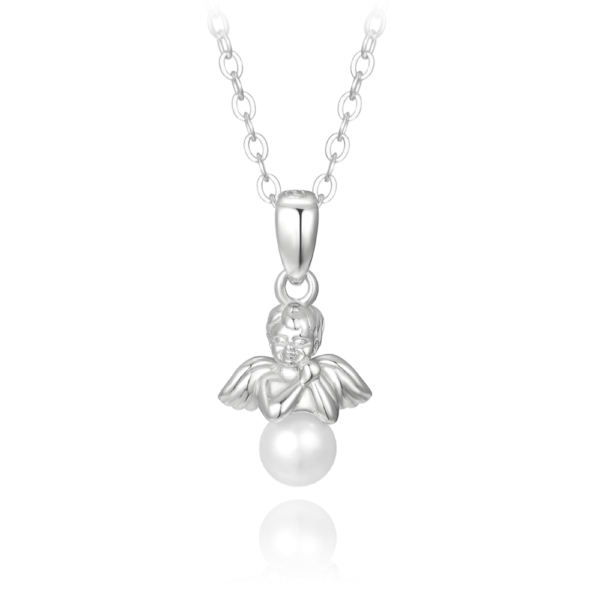 MINET Strieborný náhrdelník ANGEL s perlou