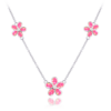 MINET Strieborný náhrdelník KVETY s ružovými opálmi