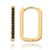 MINET Zlaté náušnice obdĺžniky s čiernymi zirkónmi Au 585/1000 1
