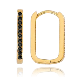 MINET Zlaté náušnice obdĺžniky s čiernymi zirkónmi Au 585/1000 1