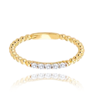 MINET Zlatý prsteň s bielymi zirkónmi Au 585/1000 veľkosť 54 - 1