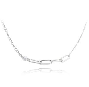 MINET Strieborný náhrdelník v talianskom štýle s bielym zirkónom