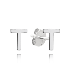 MINET Strieborné náušnice písmeno "T"