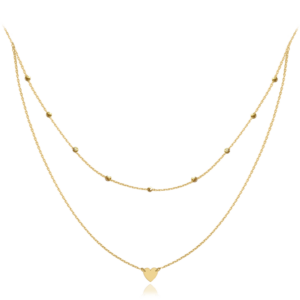 MINET Dvojitý zlatý náhrdelník so srdcom Au 585/1000 1