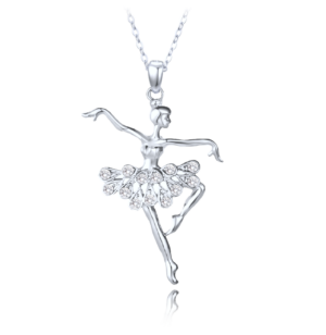 MINET Strieborný náhrdelník BALLERINA s bielymi zirkónmi