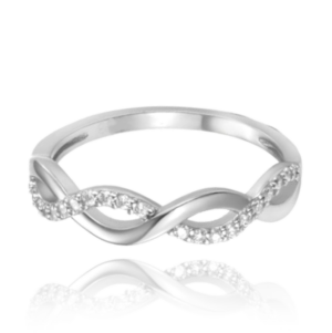 MINET Strieborný prsteň s bielym zirkónom veľkosť 53