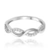 MINET Překřížený stříbrný prsten s bílým zirkonem vel. 59