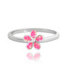 MINET Strieborný prsteň FLOWERS s ružovými opálmi veľkosť 54