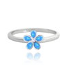 MINET Strieborný prsteň KVETY s modrými opálmi veľkosť 56