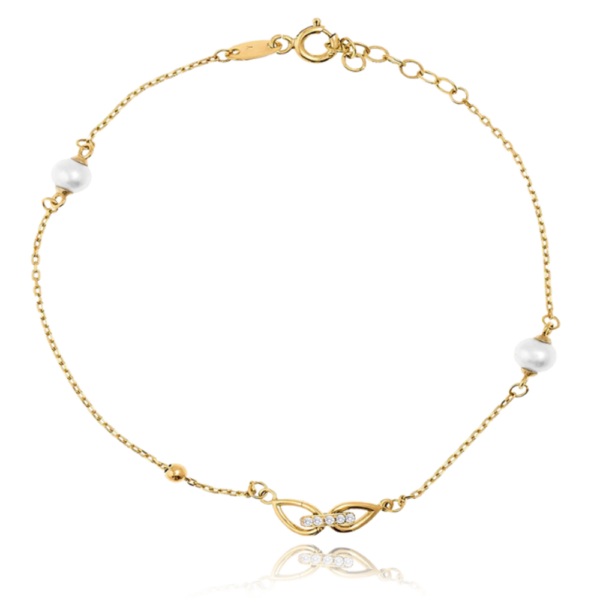 MINET Zlatý náramok s prírodnými perlami Au 585/1000 1