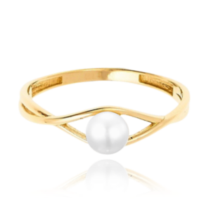 MINET Zlatý prsten s přírodní perlou Au 585/1000 vel. 53 - 1