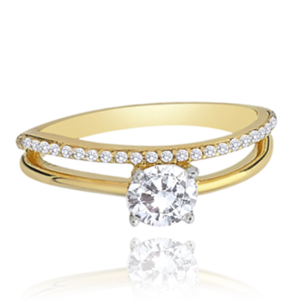 MINET Zlatý prsten s bílými zirkony Au 585/1000 vel. 61 - 2