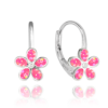 MINET Trblietavé strieborné náušnice KVETY s ružovými opálmi a zirkónmi